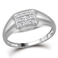 10kt White Gold Round Diamond Square Cluster Ring 1/8 Cttw