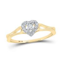 10k Yellow Gold Round Diamond Heart Promise Ring 1/8 Cttw