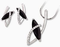 Marquise Cut Black and Clear CZ Set