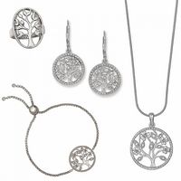 Tree of Life Pendant, Earring, Lariat Bracelet and Ring Set