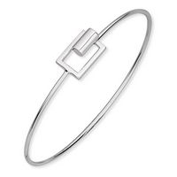 Silver Bangle with Rectangle and Cylinder Latch
