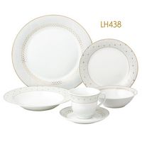 24 Piece Silver Border Porcelain Dinnerware Set-Service For 4-Carlotta-Mix And Match