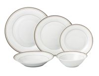 20 Piece Porcelain 5 Piece Place Setting-Service For 4-Gold Scroll
