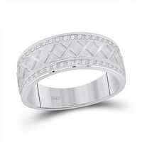 10k White Gold Round Diamond Wedding Crosshatch Band Ring 1/2 Cttw