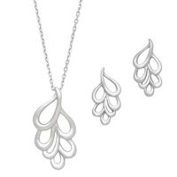 Silver Cascading Layered Droplets High Polish Pendant and Earring Set
