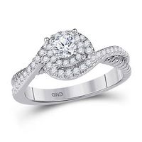 10k White Gold Round Diamond Solitaire Bridal Engagement Ring 3/8 Cttw