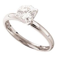 14k White Gold Round Diamond Solitaire Excellent Bridal Ring 1/2 Cttw (Certified)
