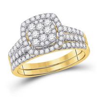 10k Yellow Gold Round Diamond Bridal Wedding Ring Set 1 Cttw