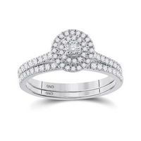 10k White Gold Round Diamond Bridal Wedding - Ring Set 1/3 Cttw