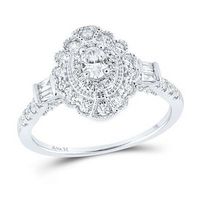 14k White Gold Oval Diamond Halo Solitaire Bridal Engagement Ring 5/8 Cttw (Certified)