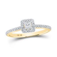 10k Yellow Gold Princess Diamond Halo Bridal Engagement Ring 1/3 Cttw