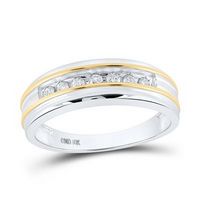 10k White Gold Round Diamond Wedding Single Row Band Ring 1/4 Cttw