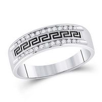 14k White Gold Round Diamond Grecco Wedding Band Ring 1/4 Cttw