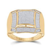10k Yellow Gold Round Diamond Domed Cluster Ring 1/2 Cttw