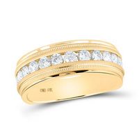 10k Yellow Gold Round Diamond Wedding Single Row Band Ring 1 Cttw
