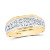 10k Two-Tone Gold Round Diamond Graduated Band Ring 1 Cttw