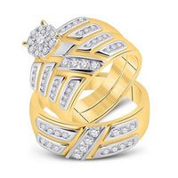10k Yellow Gold Round Diamond Solitaire Matching Wedding Ring Set 1 Cttw