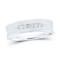 14k White Gold Round Diamond Wedding Band Ring 1/4 Cttw