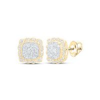 10k Yellow Gold Round Diamond Square Nicoles Dream Collection Earrings 5/8 Cttw