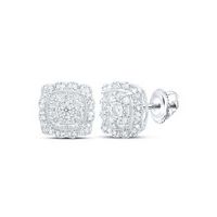 10k White Gold Round Diamond Square Nicoles Dream Collection Earrings 5/8 Cttw