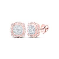 10K Rose Gold Round Diamond Square Nicoles Dream Collection Earrings 5/8 Cttw