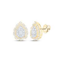 10k Yellow Gold Round Diamond Teardrop Nicoles Dream Collection Earrings 3/8 Cttw