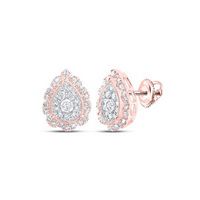 10K Rose Gold Round Diamond Teardrop Nicoles Dream Collection Earrings 3/8 Cttw