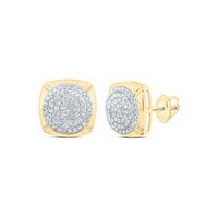 10k Yellow Gold Round Diamond Cluster Nicoles Dream Collection Earrings 1/2 Cttw