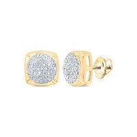 10k Yellow Gold Round Diamond Cluster Nicoles Dream Collection Earrings 1/4 Cttw