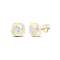 10K Yellow Gold Round Diamond Cluster Earrings 1/3 Cttw