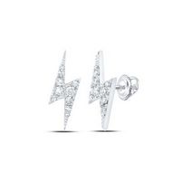 10k White Gold Round Diamond Bolt Lightning Stud Nicoles Dream Collection Earrings 1/6 Cttw