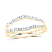 14k Yellow Gold Round Diamond Ring Guard Wrap Enhancer Wedding Band 1/4 Cttw