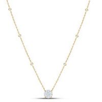14k Yellow Gold Round Diamond Fashion Cluster Necklace 5/8 Cttw