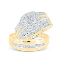 10k Yellow Gold Round Diamond Matching Nicoles Dream Collection Wedding Ring Set 3/4 Cttw