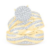 10k Yellow Gold Round Diamond Matching Nicoles Dream Collection Wedding Ring Set 1-1/5 Cttw