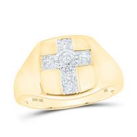 10k Yellow Gold Round Diamond Cross Ring 1/2 Cttw