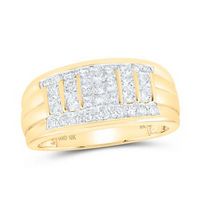 10k Yellow Gold Princess Diamond Band Ring 1 Cttw