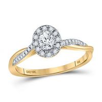 10k Yellow Gold Oval Diamond Halo Nicoles Dream Collection Bridal Engagement 1/3 Cttw (Certified)