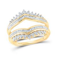 14k Yellow Gold Round Diamond Wedding Wrap Ring Guard Enhancer 3/4 Cttw