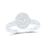 14k White Gold Oval Diamond Halo Bridal Engagement Ring 1/2 Cttw (Certified)