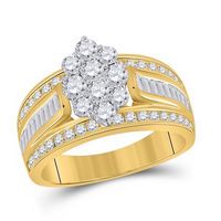 14k Yellow Gold Round Diamond Cluster Bridal Engagement Nicoles Dream Collection Ring 1-1/2 Cttw