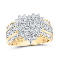 10k Yellow Gold Round Diamond Heart Ring 1-1/2 Cttw