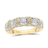 10k Yellow Gold Round Diamond Band Ring 1 Cttw