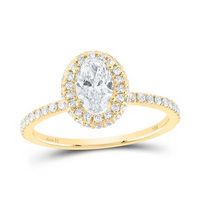 14k Yellow Gold Oval Diamond Halo Bridal Engagement Ring 1 Cttw (Certified)