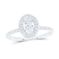 14k White Gold Oval Diamond Halo Bridal Engagement Ring 1 Cttw (Certified)
