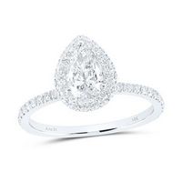 14k White Gold Pear Diamond Slender Halo Bridal Engagement Ring 1 Cttw (Certified)