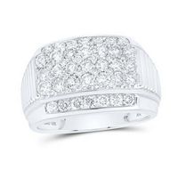 10k White Gold Round Diamond Ribbed Shank Band Ring 2 Cttw