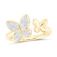10k Yellow Gold Round Diamond Butterfly Ring 1/8 Cttw