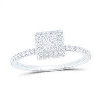 14k White Gold Engagement 1halo Ring 3/4ctw-Dia Ana M 1/3ct-Cpr