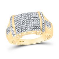 10k Yellow Gold Round Diamond Statement Cluster Ring 1/2 Cttw